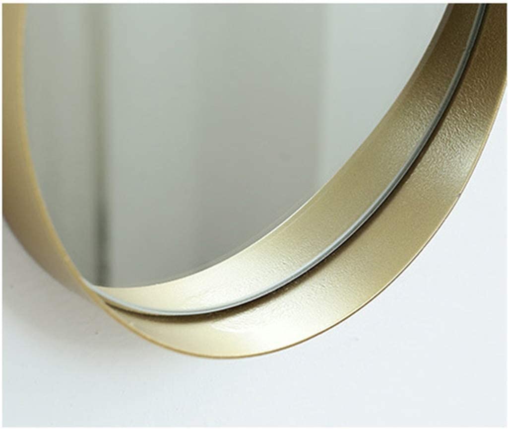 HLL Mirrors,Vanity Mirror Metal Makeup Mirror, Small Golden Home Wall-Mounted Mirror Nordic Style Be