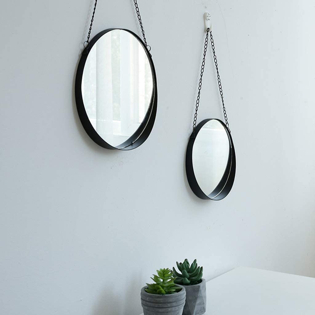 HLL Mirrors,Vanity Mirror Metal Makeup Mirror, Small Golden Home Wall-Mounted Mirror Nordic Style Be