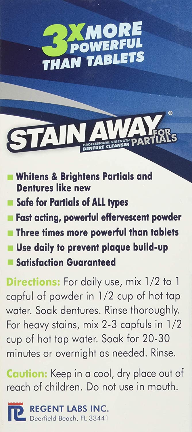 Regent Labs Stain Away Professional Strength Denture Cleanser for Partials, 8.4 Ounce