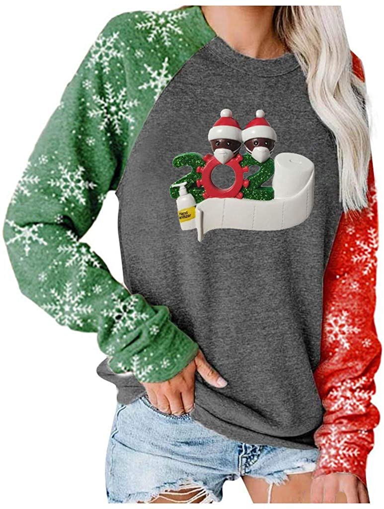 Dosoop Merry Christmas Color Block Blouse Women