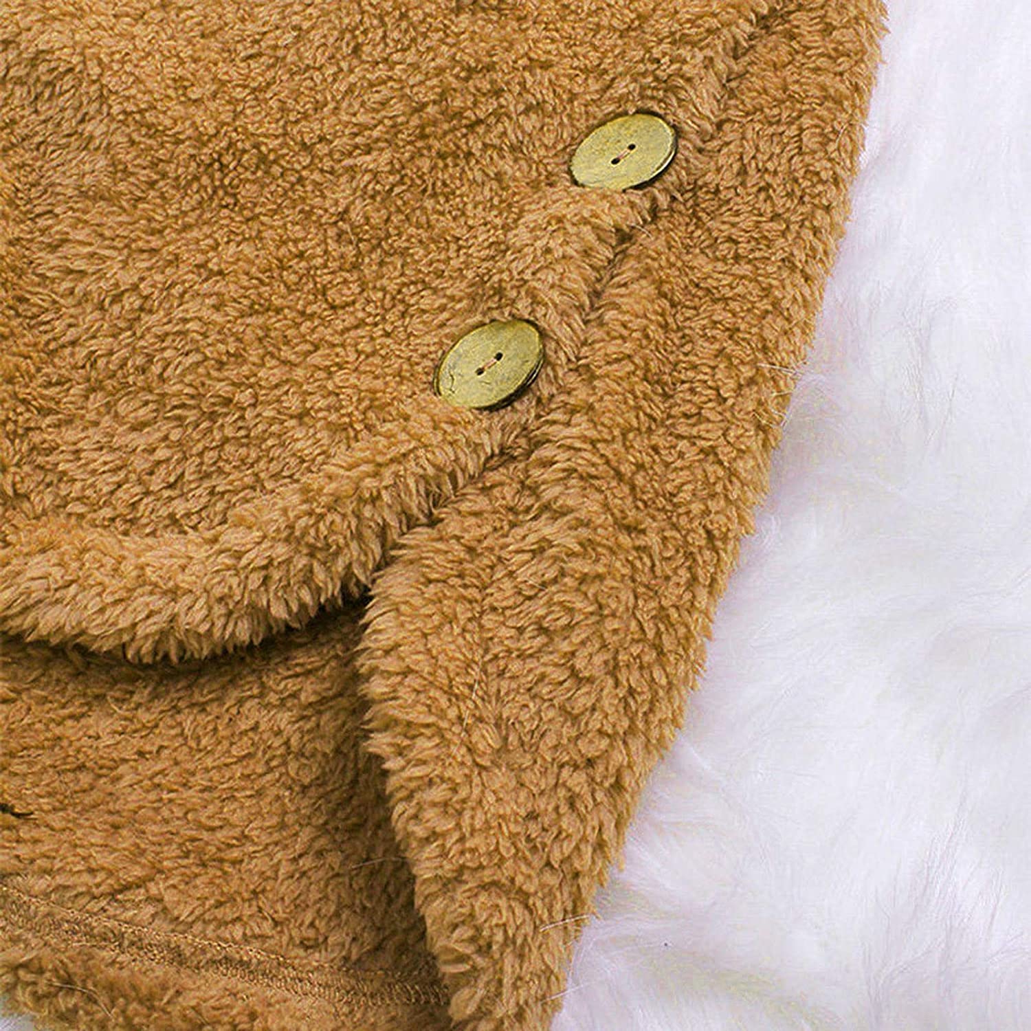 Dosoop Women Winter Hoodies Coat Loose Sweatshirt Plus Size Outerwear Button Plush Tops Hooded Cardi