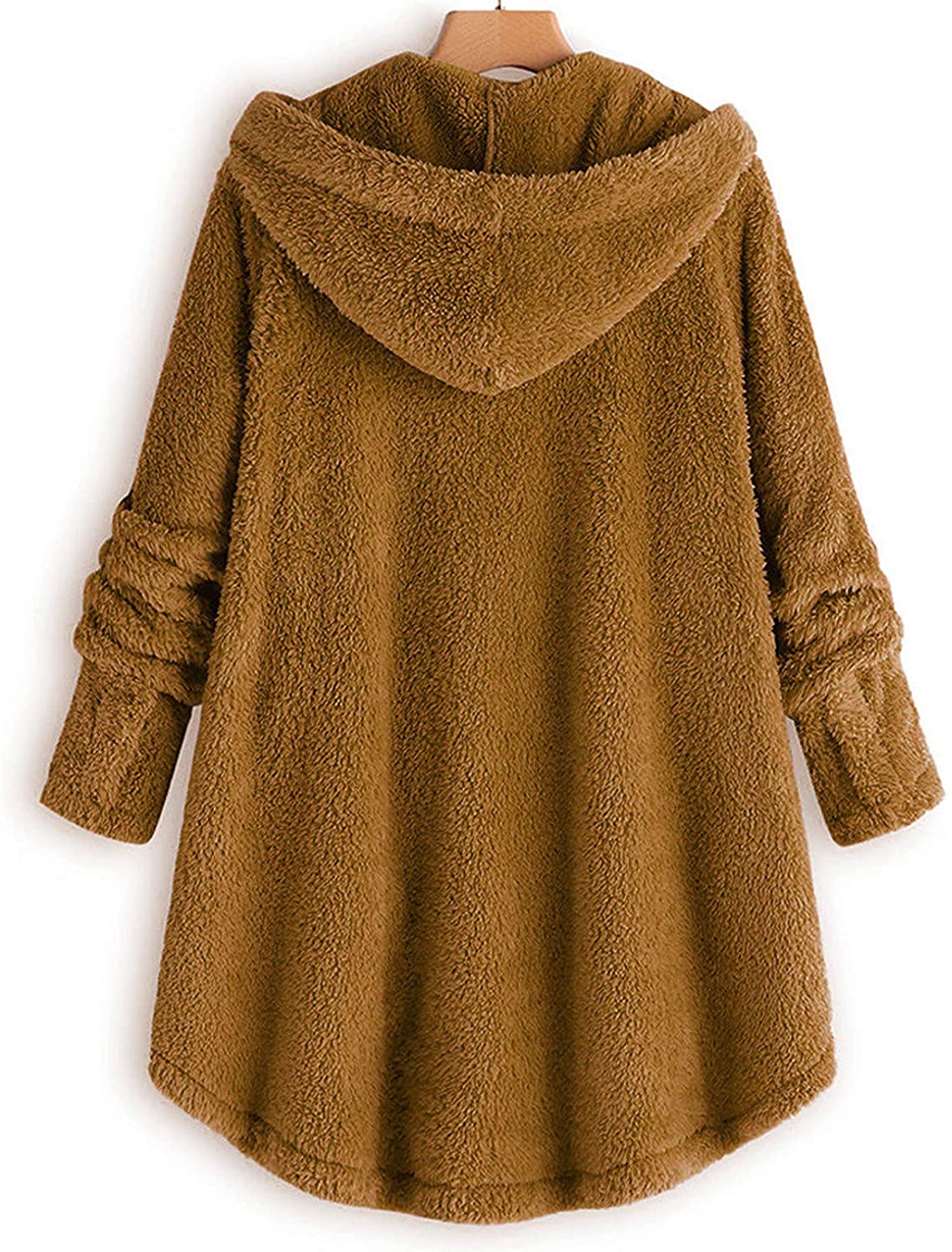 Dosoop Women Winter Hoodies Coat Loose Sweatshirt Plus Size Outerwear Button Plush Tops Hooded Cardi