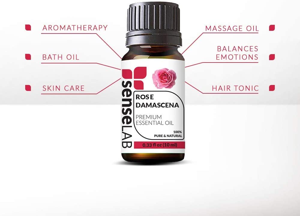SenseLAB Rose Damascena Essential Oil - 100 % Pure Extract Rose Oil Therapeutic Grade - Relaxing and