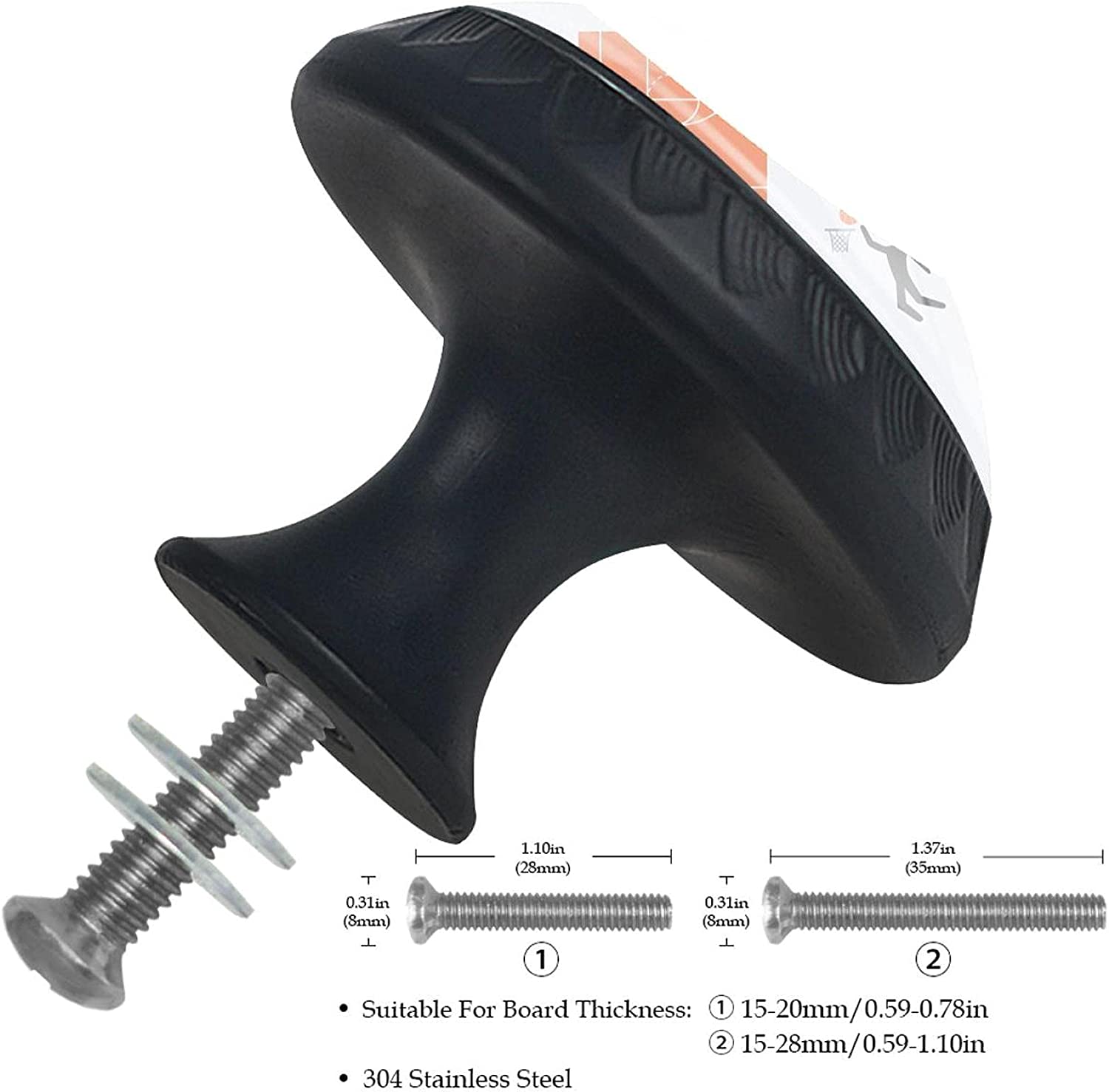 Basketball Symbols-01 for Drawer, Dresser, Cabinet 4 PCSKnobs Pulls