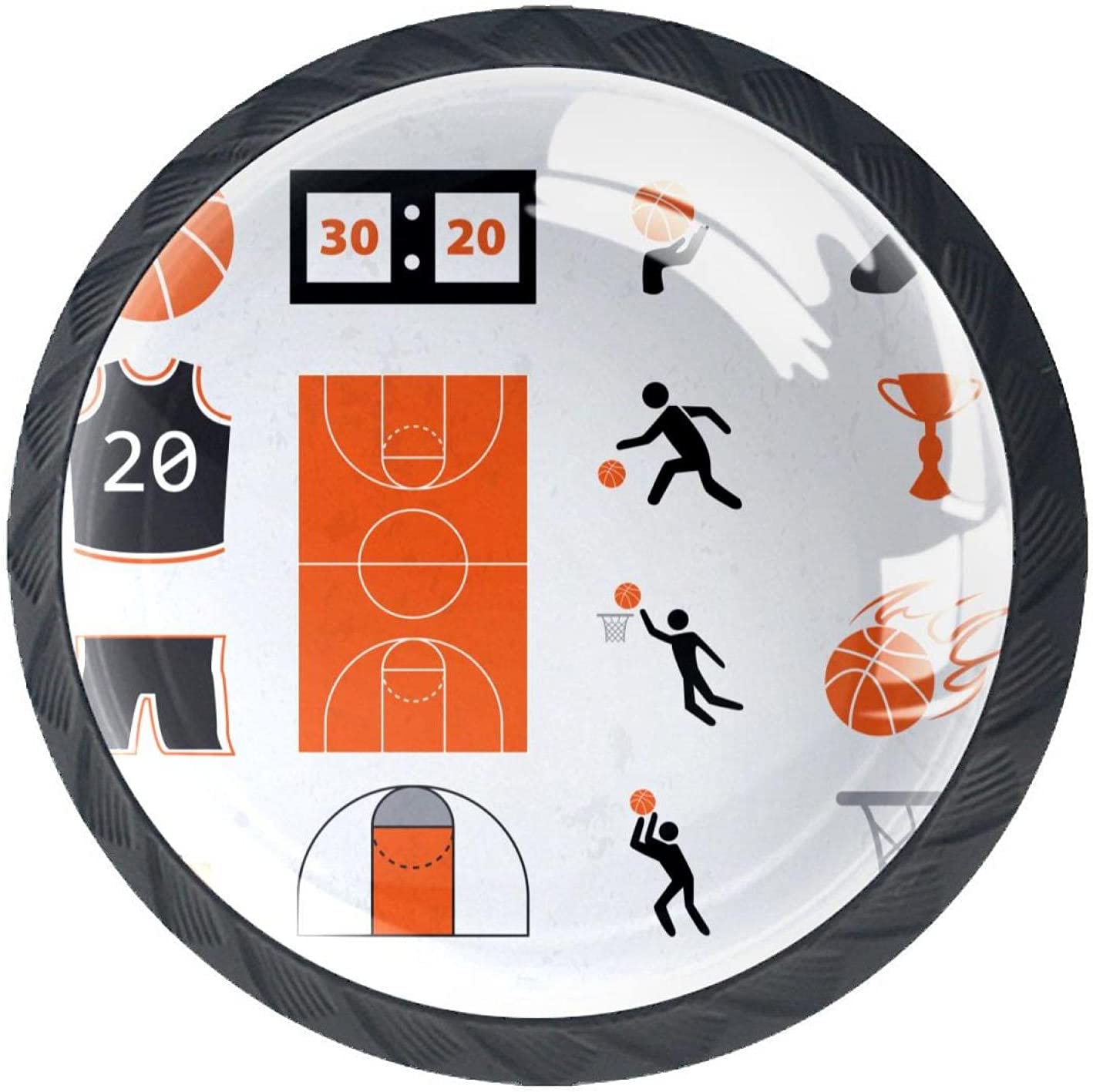 Basketball Symbols-01 for Drawer, Dresser, Cabinet 4 PCSKnobs Pulls