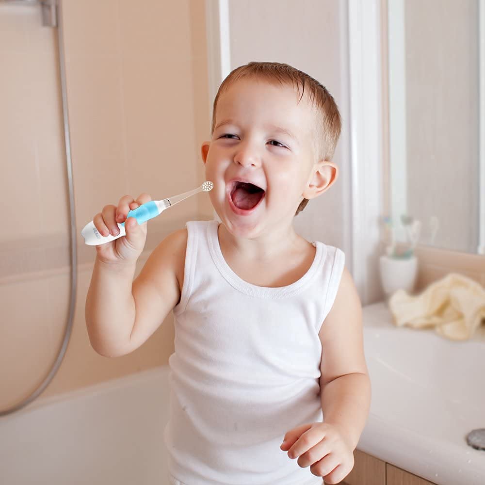 Baby Electric Toothbrush,Sonic Technology Battery Powered Toddler Tooth Brush with Smart LED Timer,W