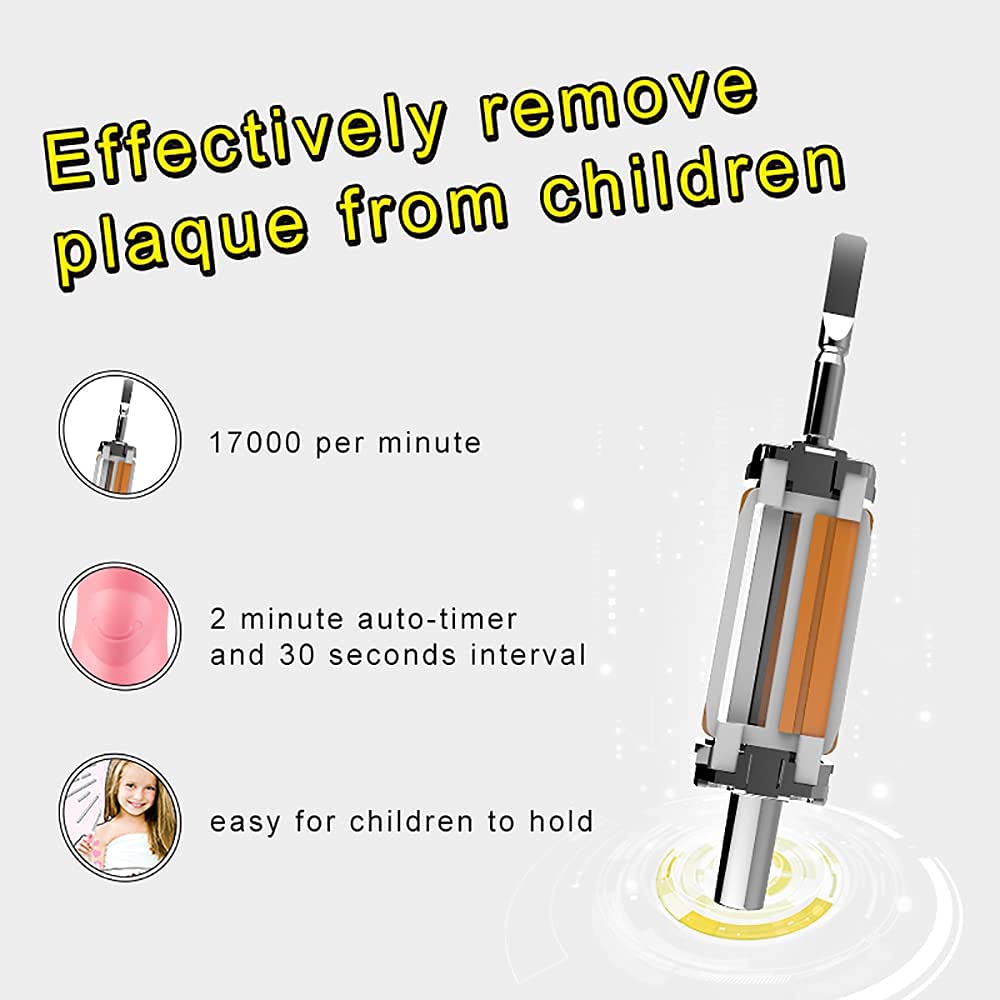 Baby Electric Toothbrush,Sonic Technology Battery Powered Toddler Tooth Brush with Smart LED Timer,W