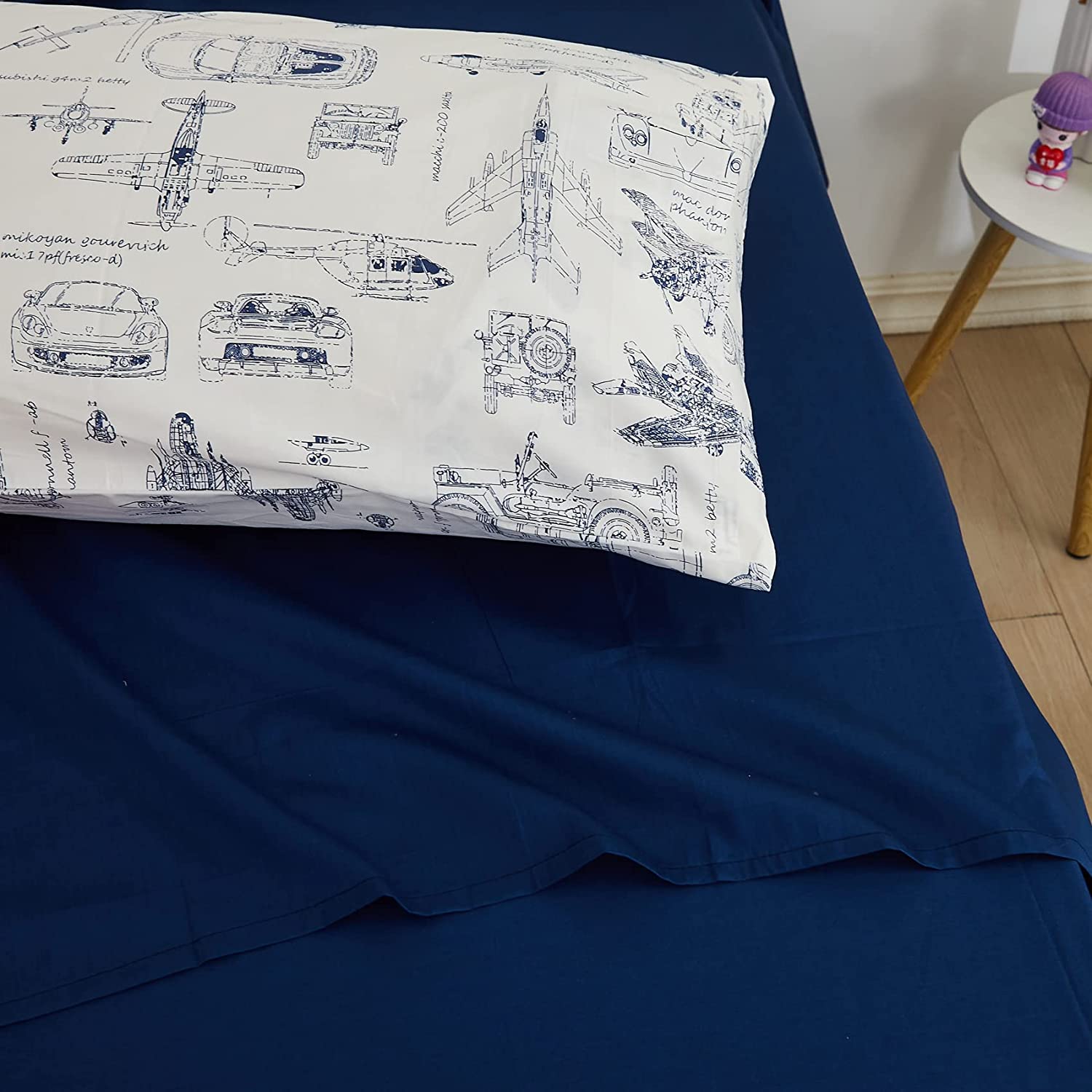 Brandream Cars Truck Toddler Bedding Sets for Boys Bed-in-a-Bag Cotton Comforter Set, 4-Piece Includ