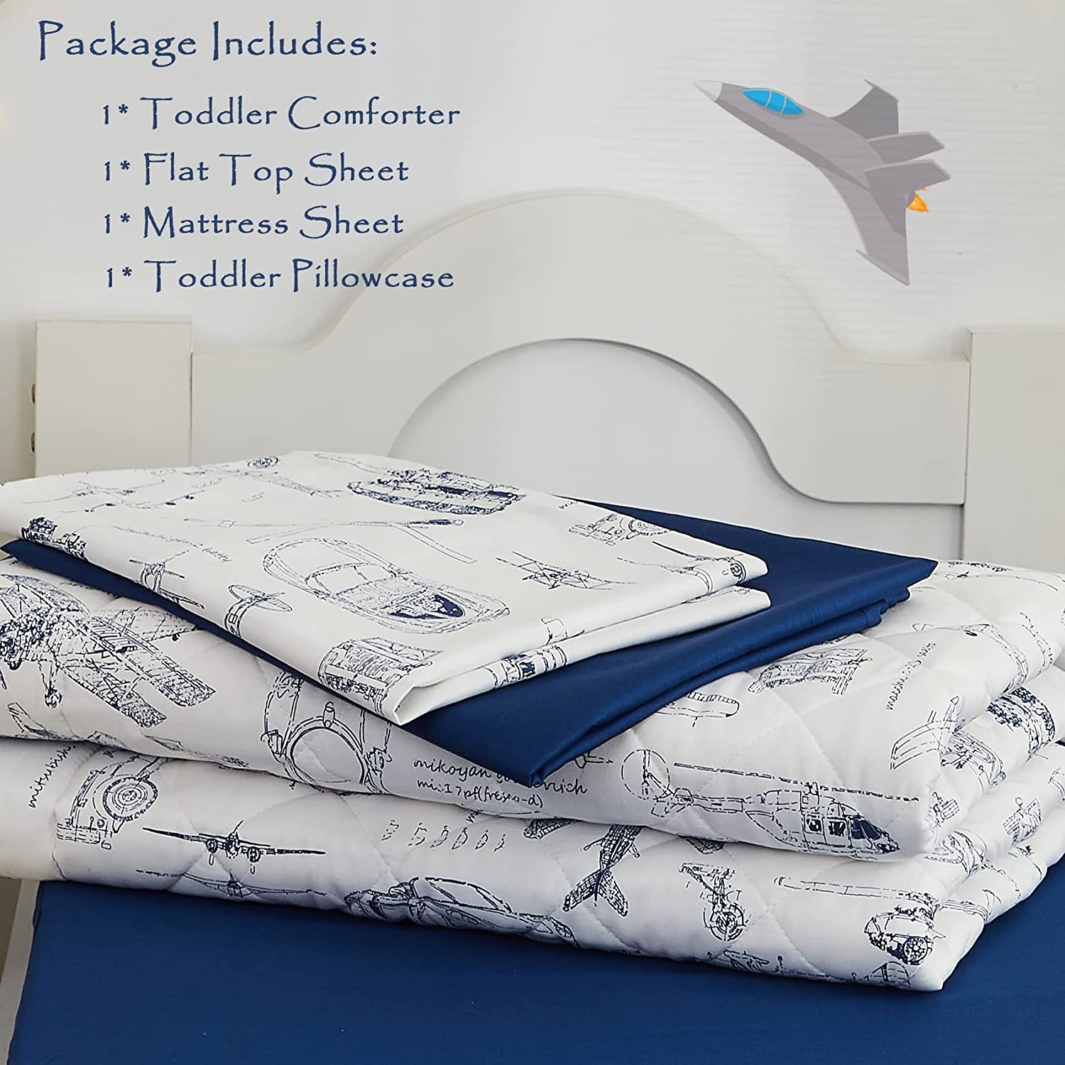 Brandream Cars Truck Toddler Bedding Sets for Boys Bed-in-a-Bag Cotton Comforter Set, 4-Piece Includ