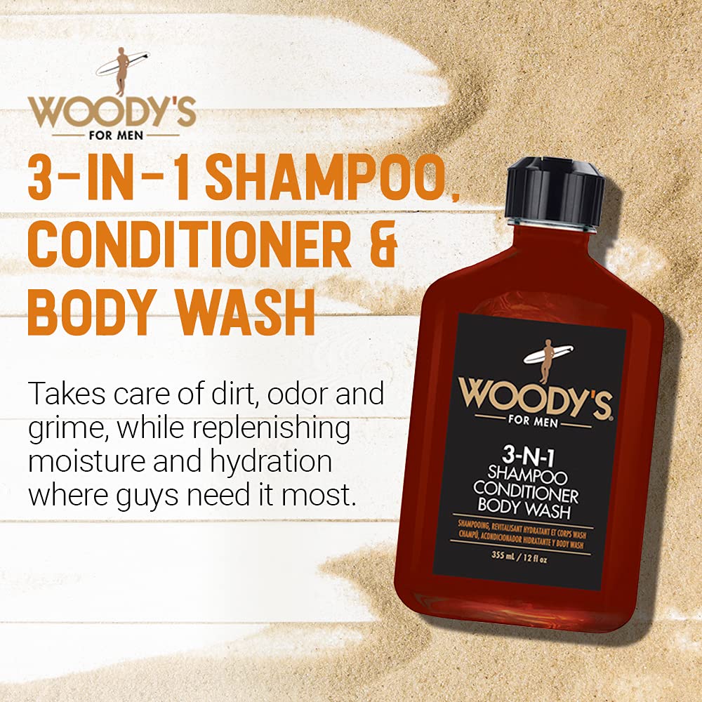 Woody"s 3in1 Shampoo, Conditioner, & Body Wash for Men, 12 fl. oz., 1