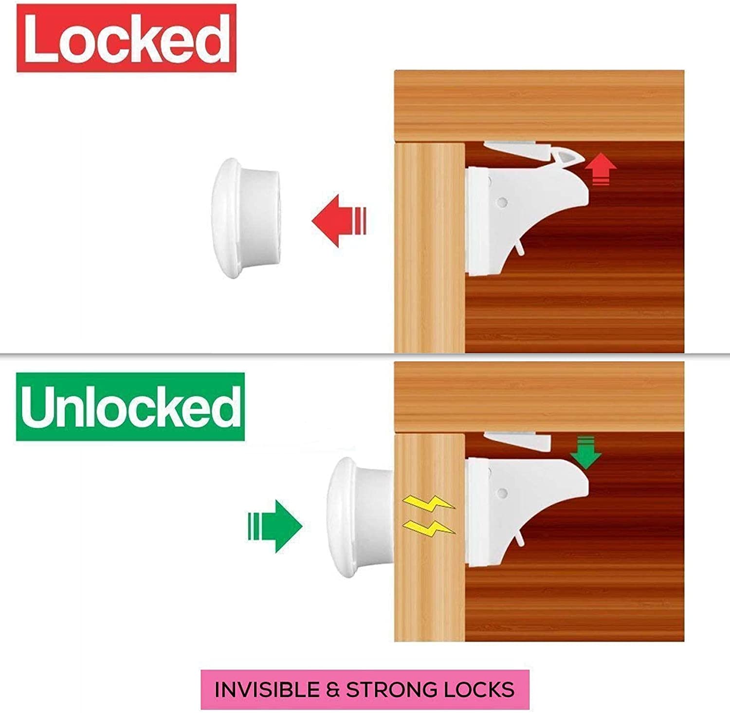 Eco-Baby Child Safety Magnetic Cabinet and Drawer Locks for Proofing Kitchen 12 Pack Child Latches