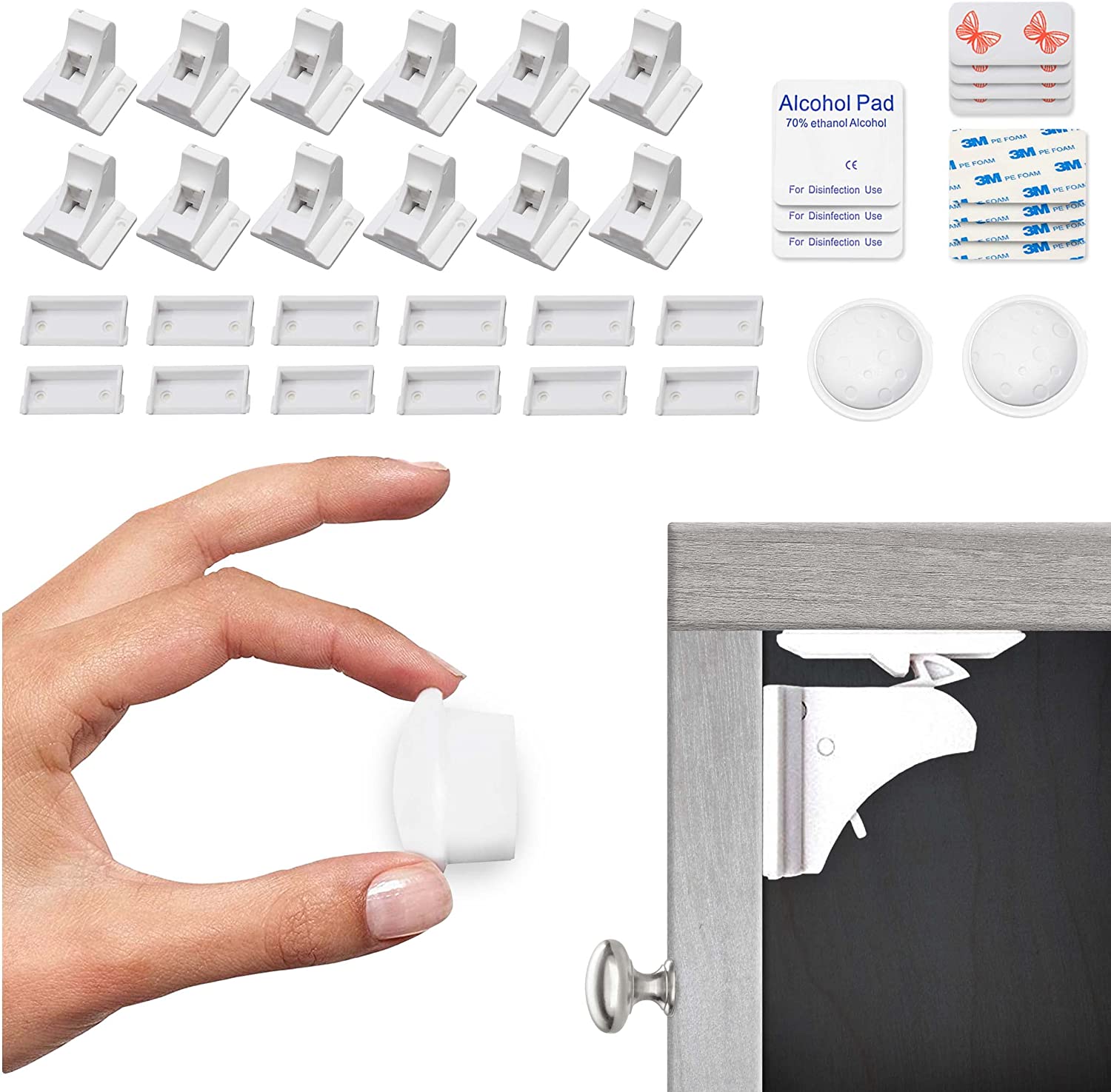 Eco-Baby Child Safety Magnetic Cabinet and Drawer Locks for Proofing Kitchen 12 Pack Child Latches