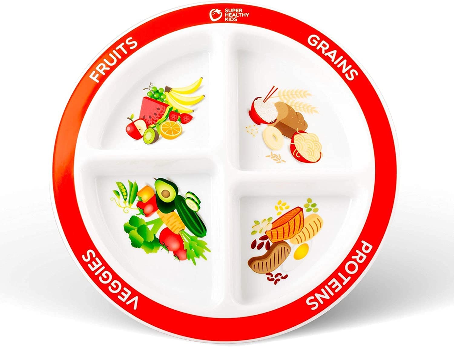 Choose MyPlate Portion Plate for Kids, Toddlers - Kids Nutrition Plates with Dividers from Health Be