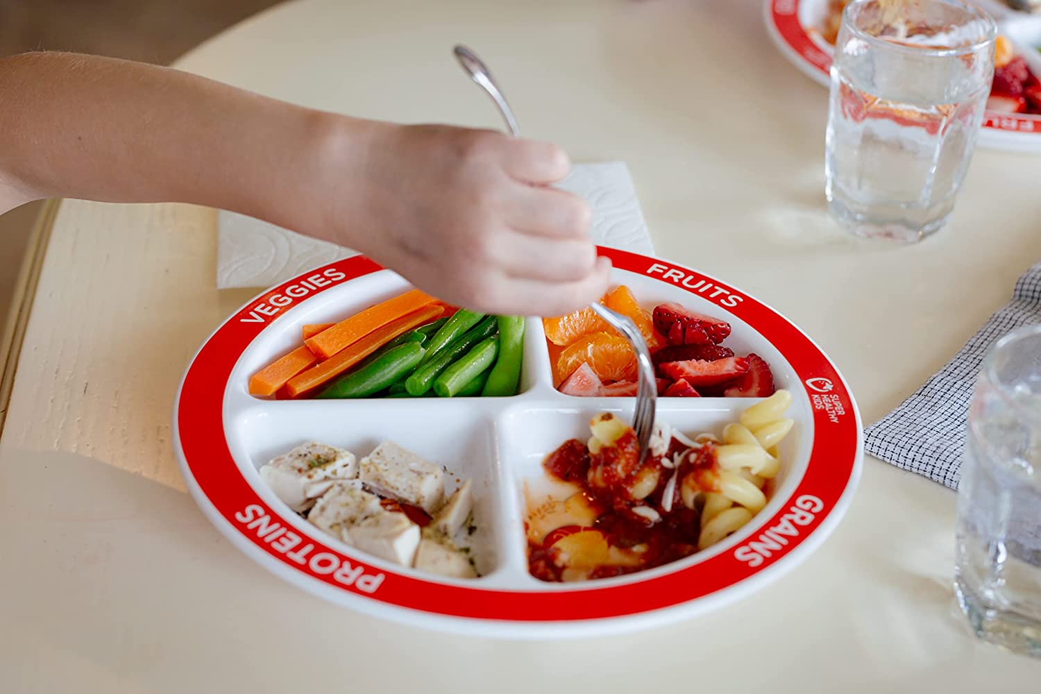 Choose MyPlate Portion Plate for Kids, Toddlers - Kids Nutrition Plates with Dividers from Health Be