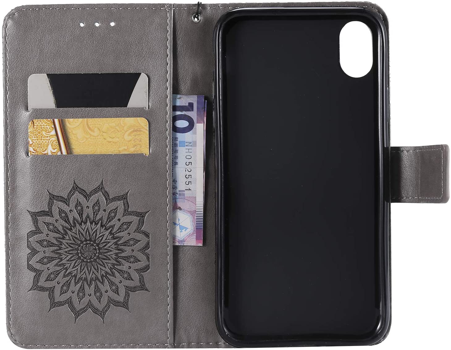 Cfrau Kickstand Wallet Case with Black Stylus for iPhone XR 6.1 inch,Retro Mandala Sunflower PU Leat