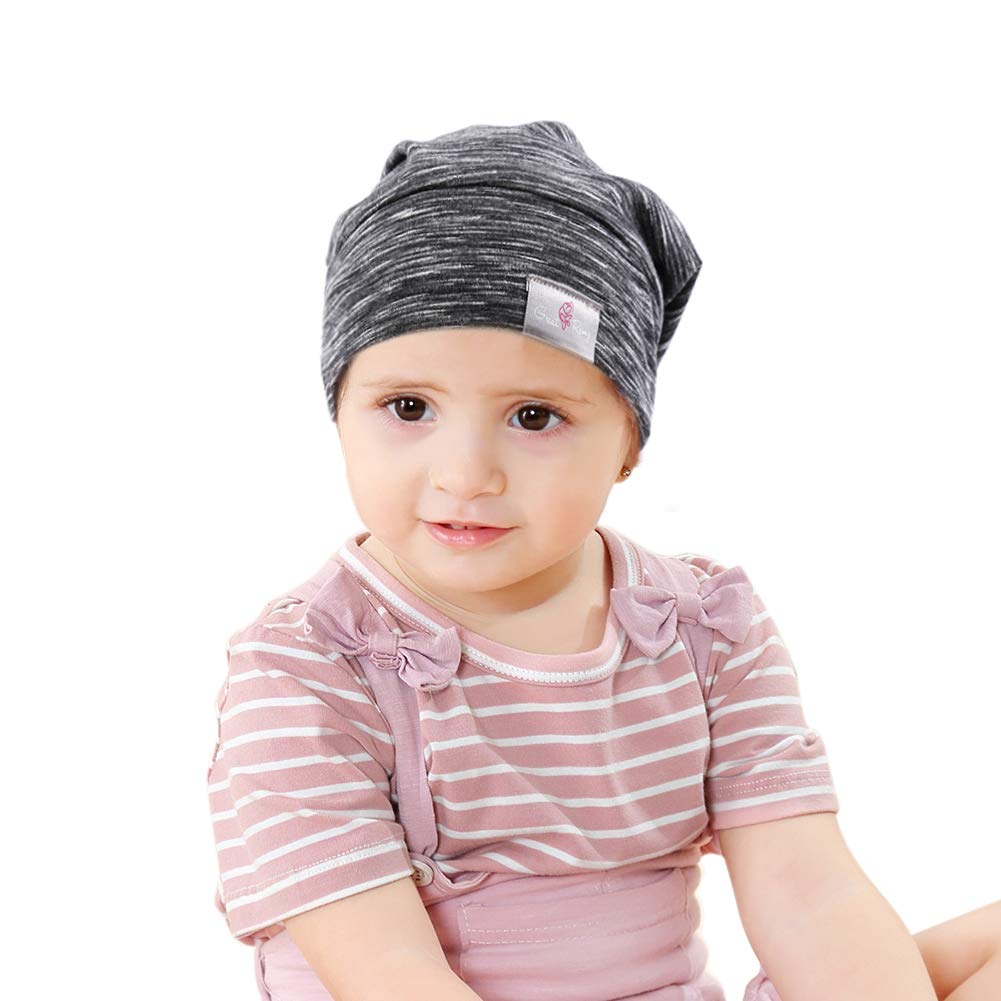 Greatremy Beanie Kids Silky Satin Lined Hair Bonnet Sleep Cap-Adjustable Elastic Band Slouchy Cotton