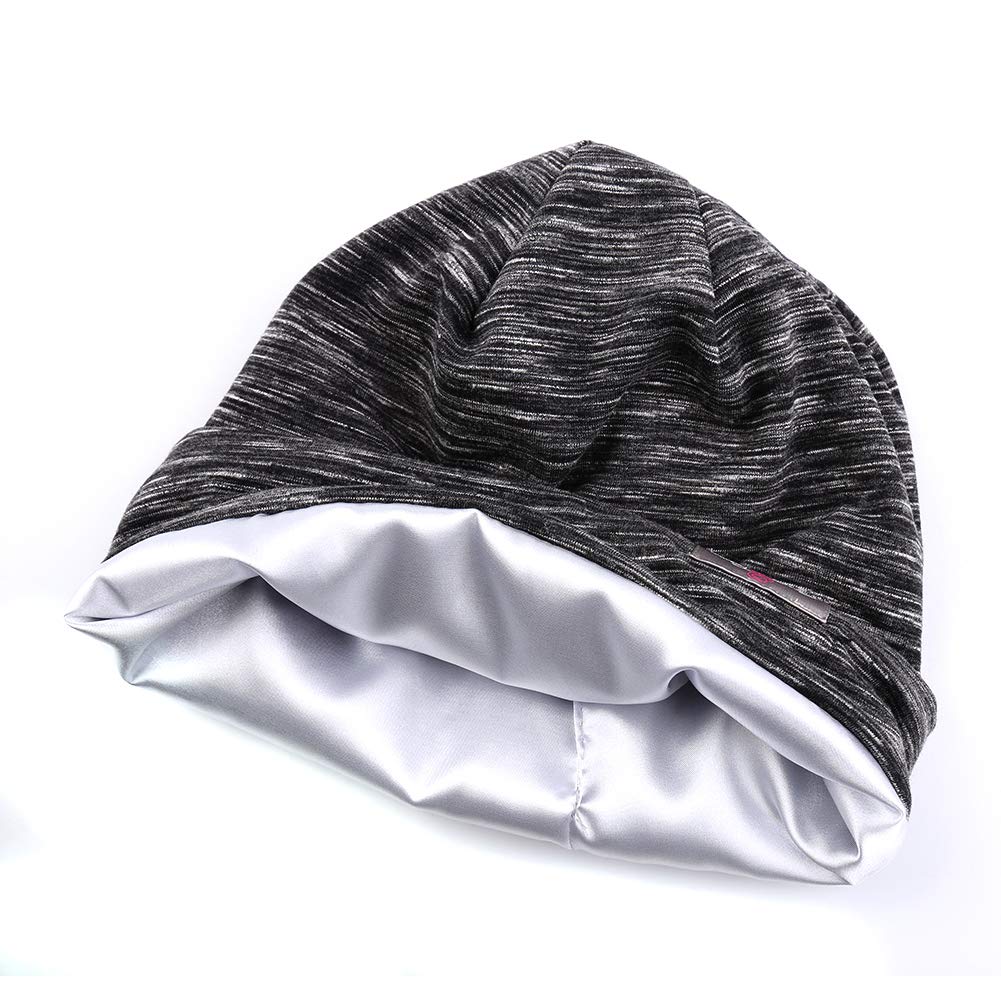 Greatremy Beanie Kids Silky Satin Lined Hair Bonnet Sleep Cap-Adjustable Elastic Band Slouchy Cotton