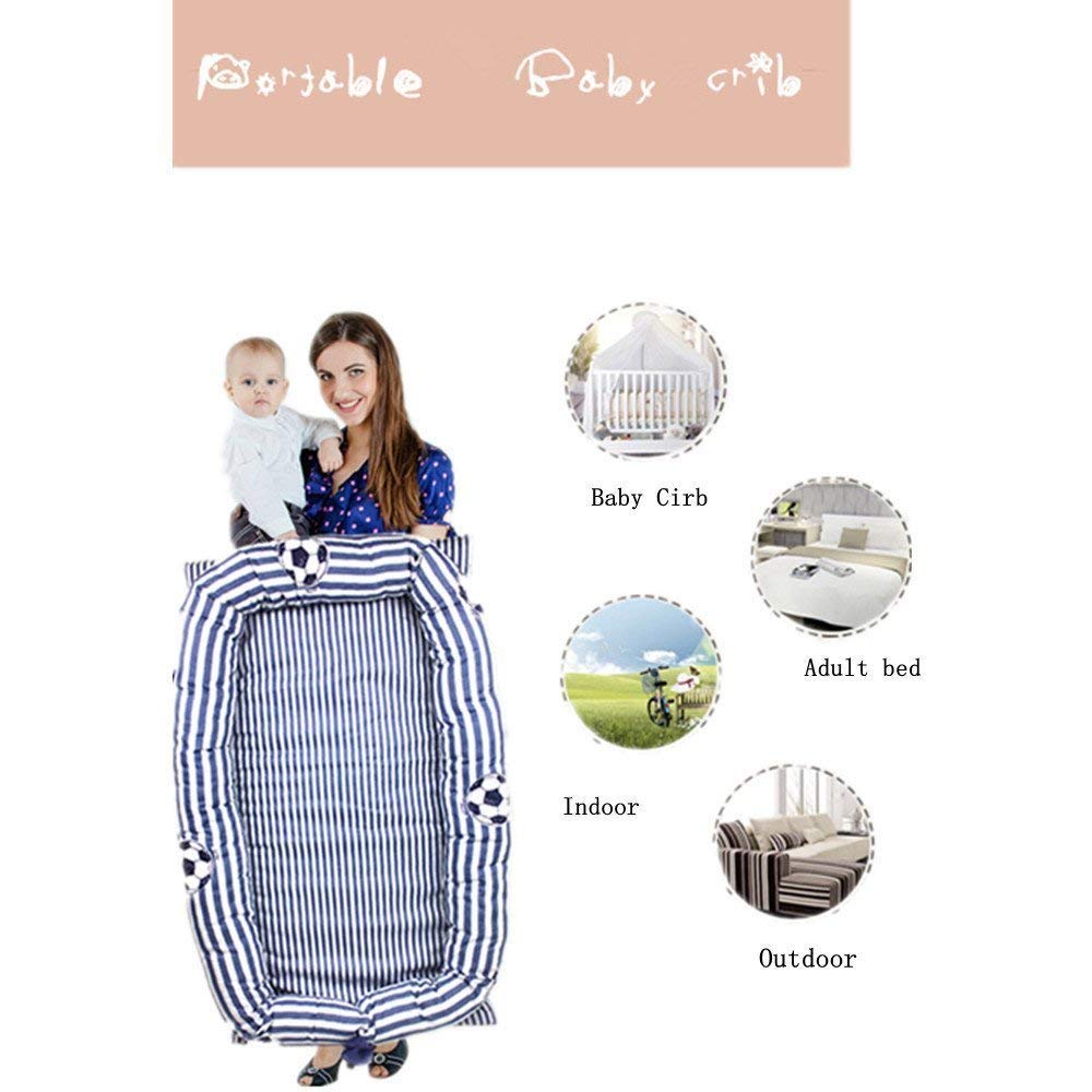 Abreeze Baby Bassinet for Bed -Blue Grey Striped Baby Lounger - Breathable Co-Sleeping Baby Bed - 10