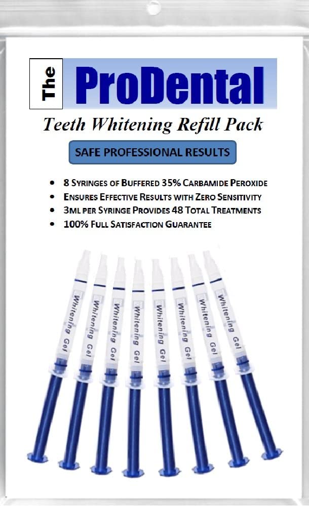 ProDental Teeth Whitening Gel Syringe Refill 8 Pack | 35% Carbamide Peroxide - 48 Treatments | Faste