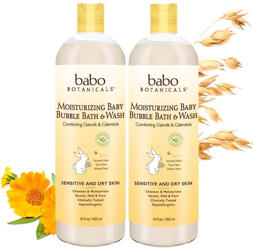 Babo Botanicals Moisturizing Plant-Based 2-in-1 Bubble Bath & Wash - with Organic Calendula & Natura