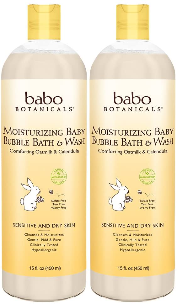 Babo Botanicals Moisturizing Plant-Based 2-in-1 Bubble Bath & Wash - with Organic Calendula & Natura