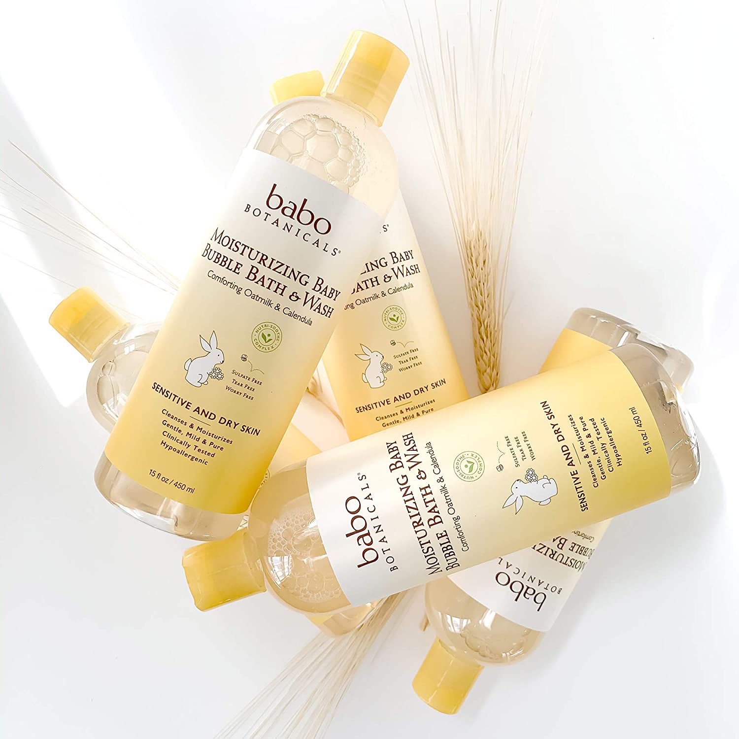 Babo Botanicals Moisturizing Plant-Based 2-in-1 Bubble Bath & Wash - with Organic Calendula & Natura