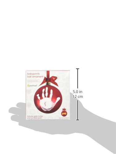 Pearhead Babyprints DIY No Bake Handprint or Footprint Holiday Ball Ornament, Red