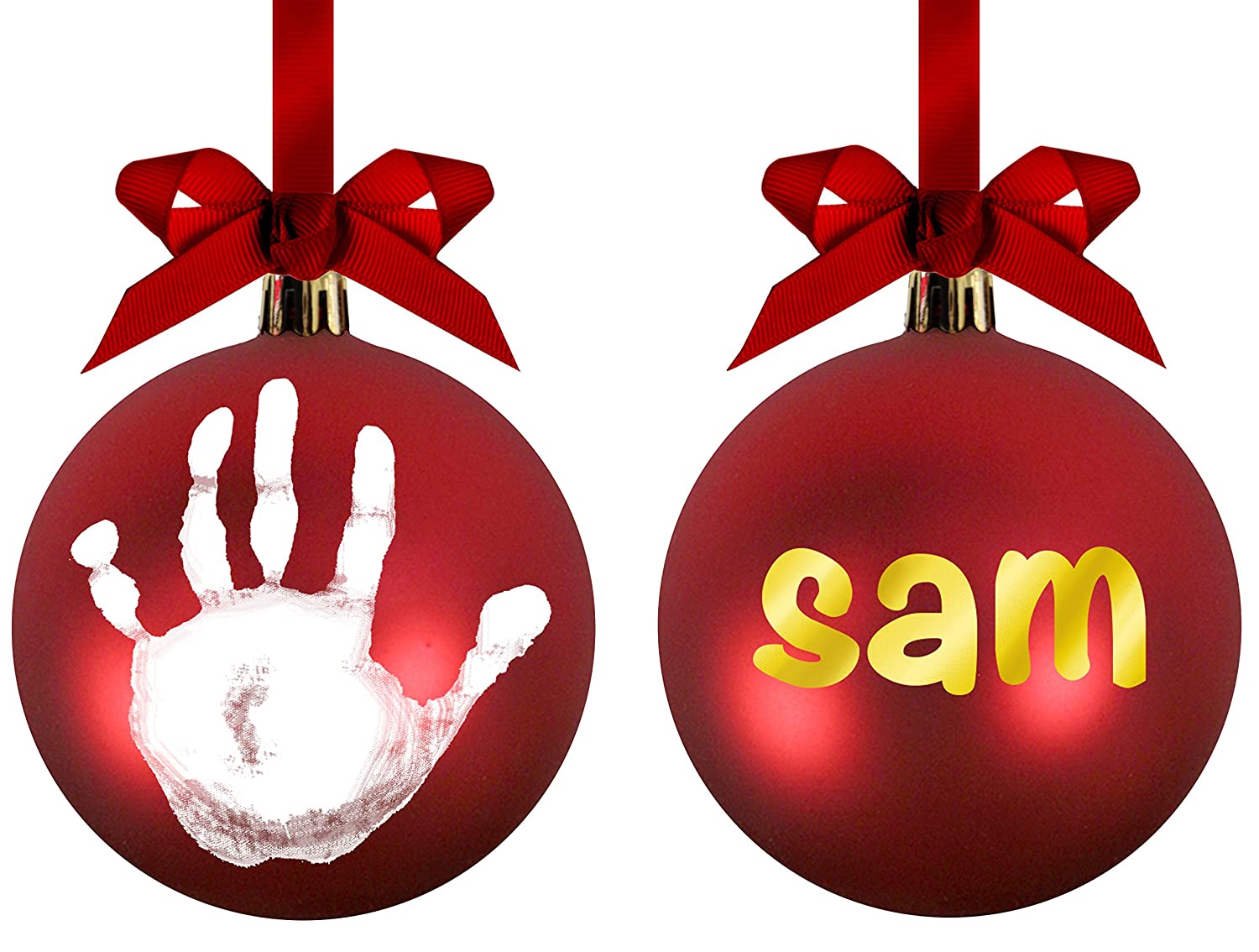 Pearhead Babyprints DIY No Bake Handprint or Footprint Holiday Ball Ornament, Red