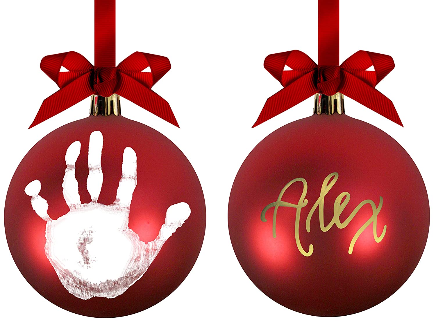 Pearhead Babyprints DIY No Bake Handprint or Footprint Holiday Ball Ornament, Red