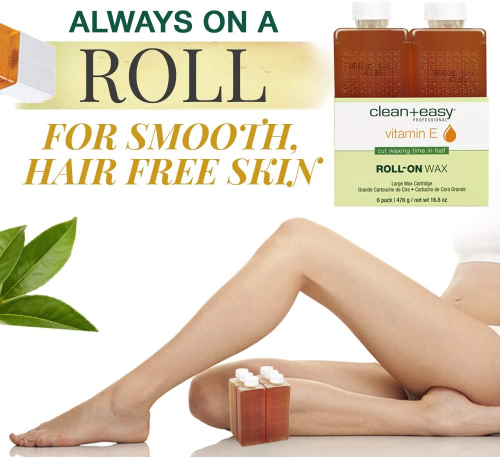 Clean & Easy Vit E Roll-On Wax 6-pack Large Vitamin E, Net Wt. 16.8 oz
