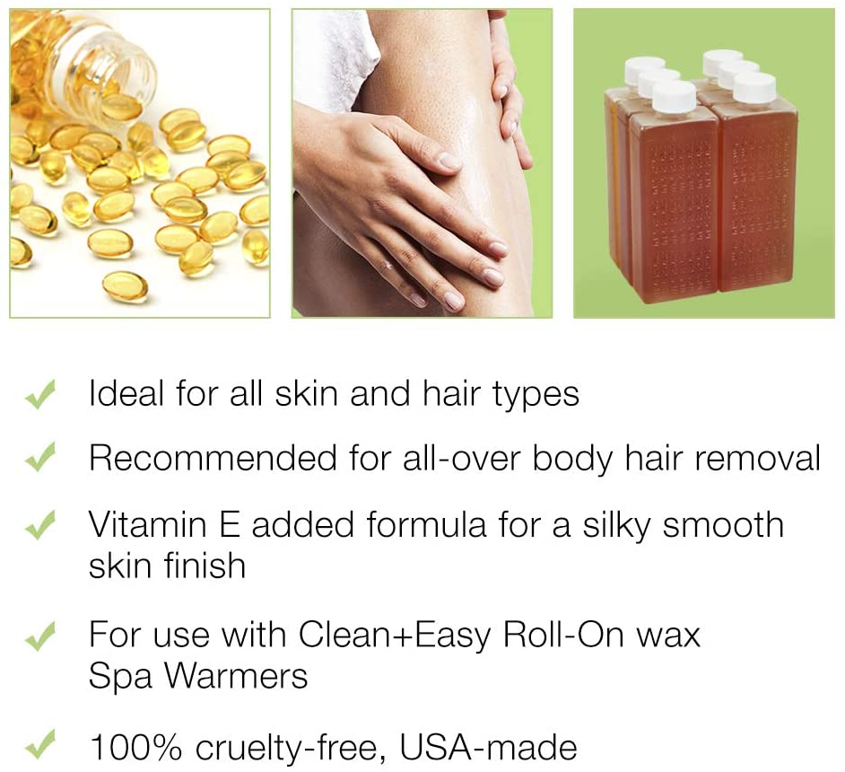 Clean & Easy Vit E Roll-On Wax 6-pack Large Vitamin E, Net Wt. 16.8 oz