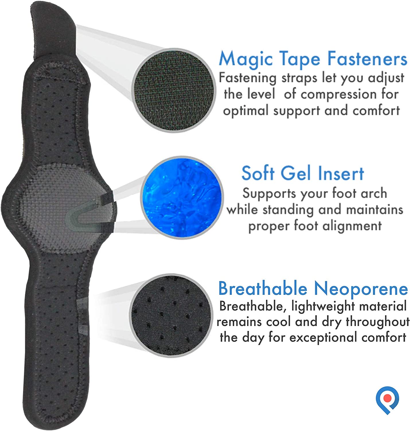 Pivit Arch Support Brace | Pair | Plantar Fasciitis Gel Strap for Men, Woman | Orthotic Compression 