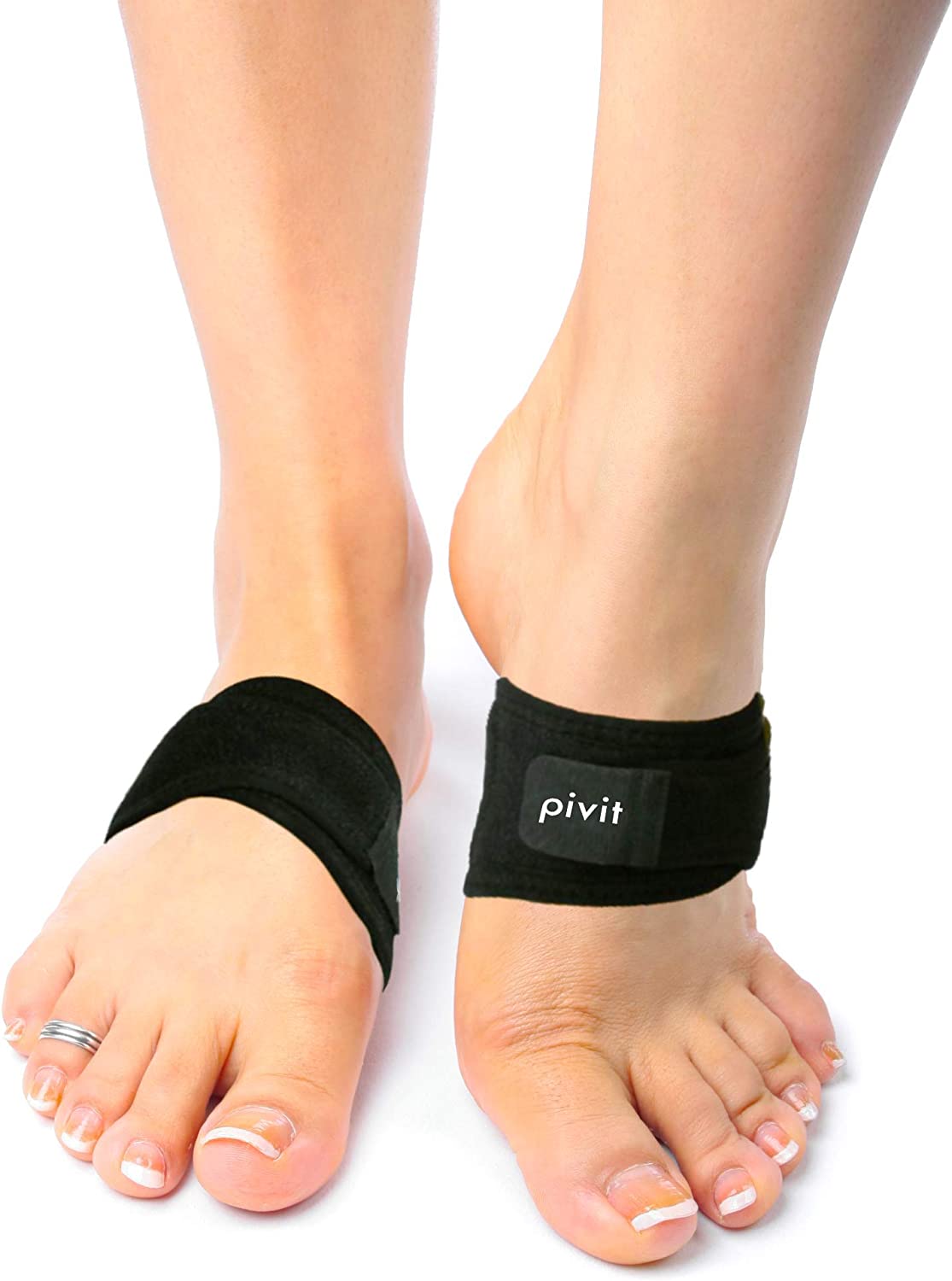 Pivit Arch Support Brace | Pair | Plantar Fasciitis Gel Strap for Men, Woman | Orthotic Compression 