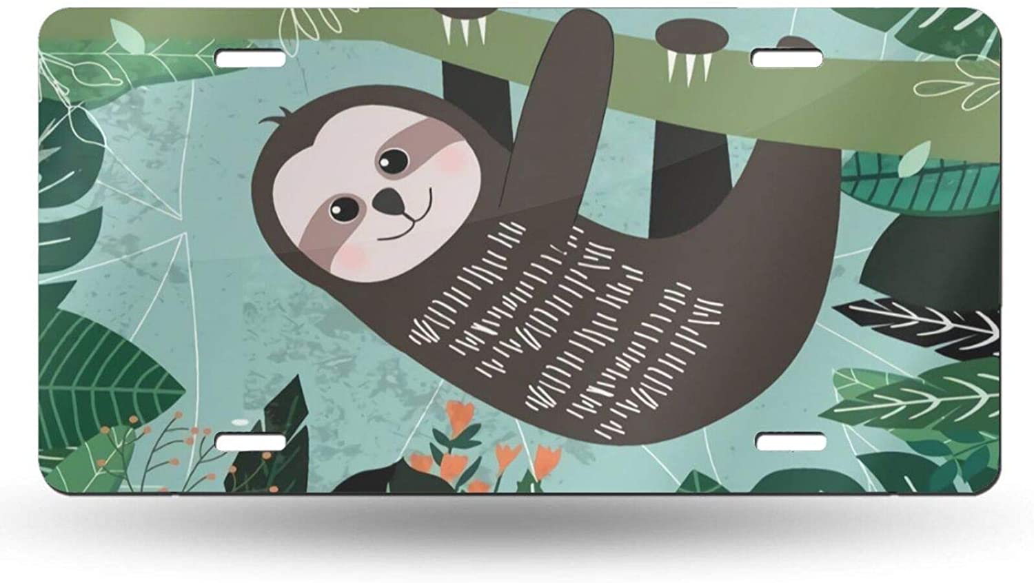 Sloth Baby License Plate Frame Aluminum Metal Covers,Metal Novelty Car Plate for Women Girls Men Boy