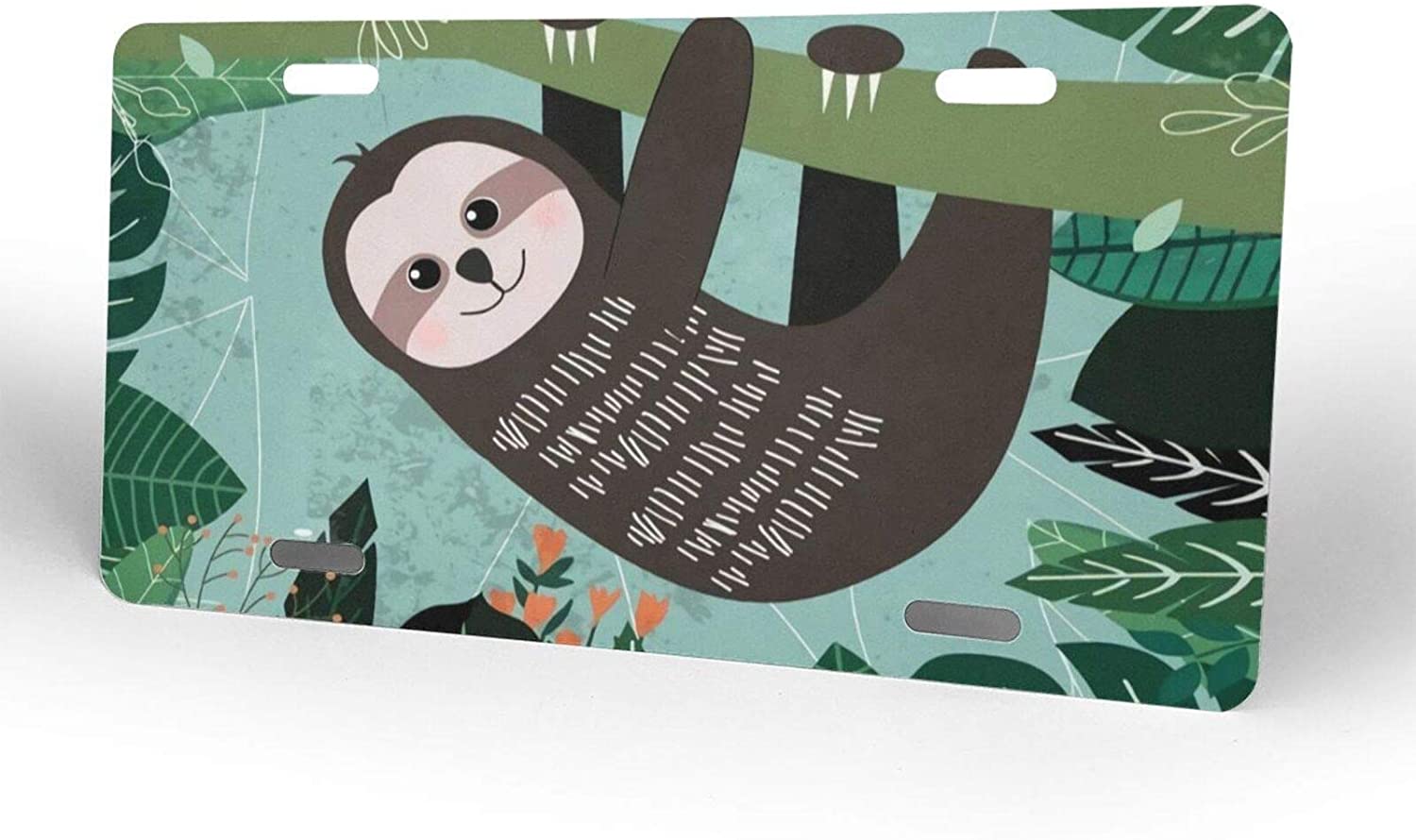 Sloth Baby License Plate Frame Aluminum Metal Covers,Metal Novelty Car Plate for Women Girls Men Boy