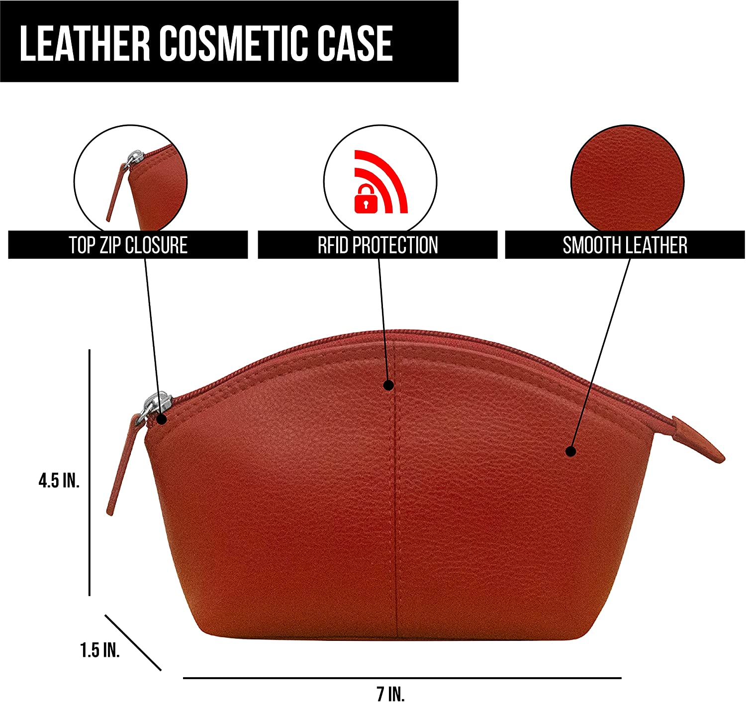 ili New York 6480 Leather Cosmetic Makeup Case