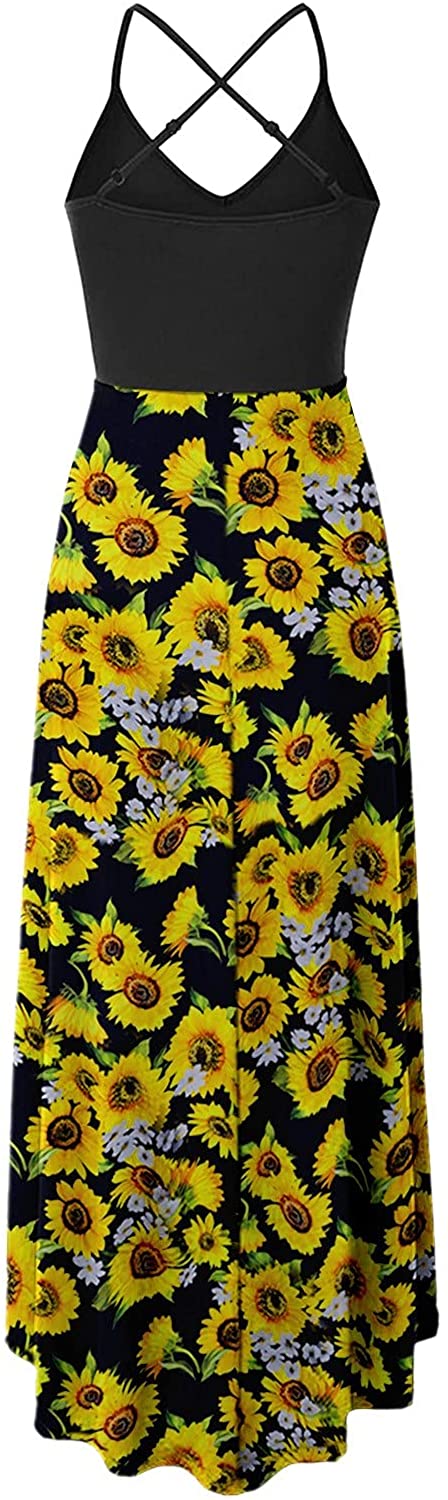 WYTong Women Sexy V-Neck Elegant Party Dress Irregular Hem Prints Long Party Dress Spaghetti Strap D