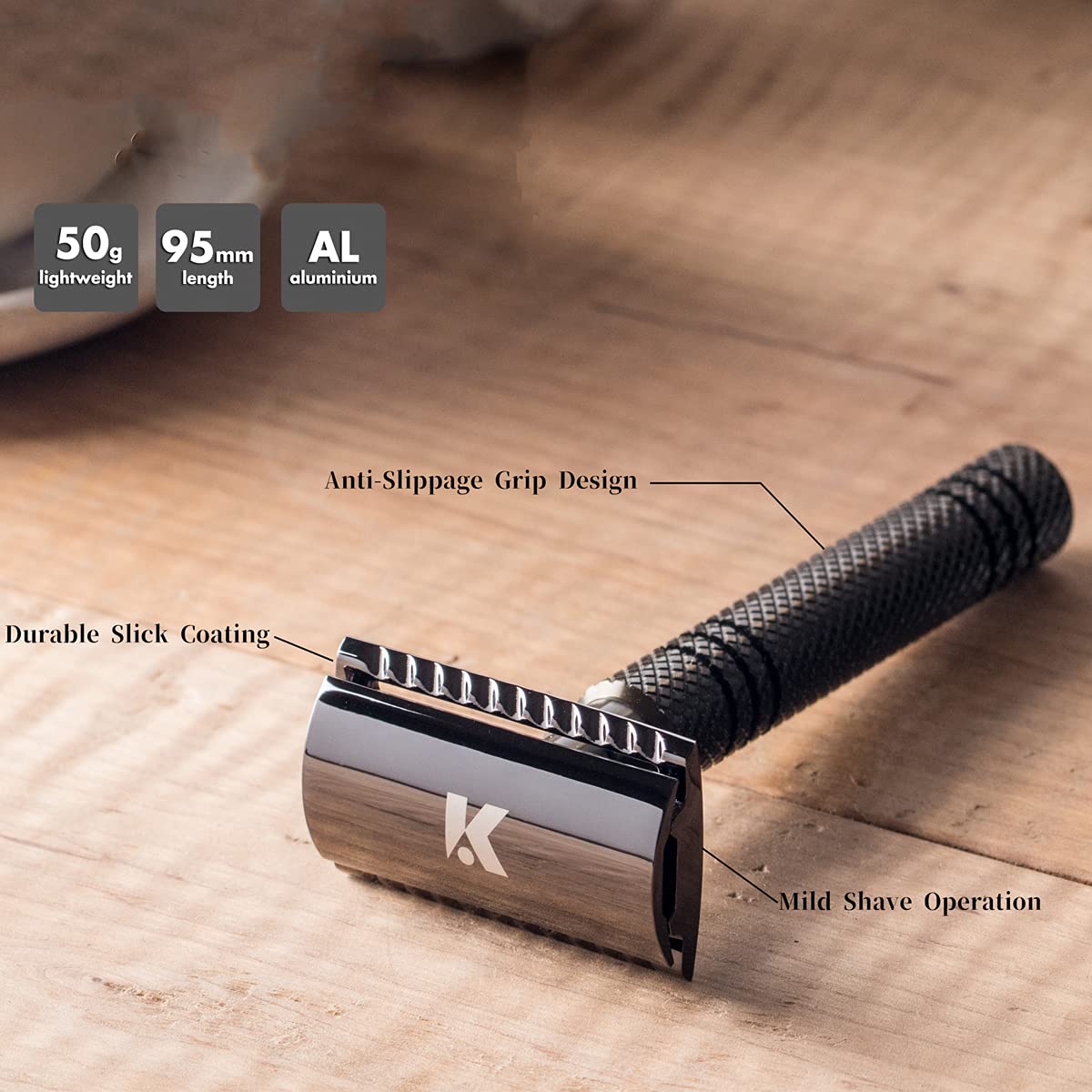 Safety Razor Luxurious,Razor Shaved Head, Safety Razor For Skinhead (Titanium)
