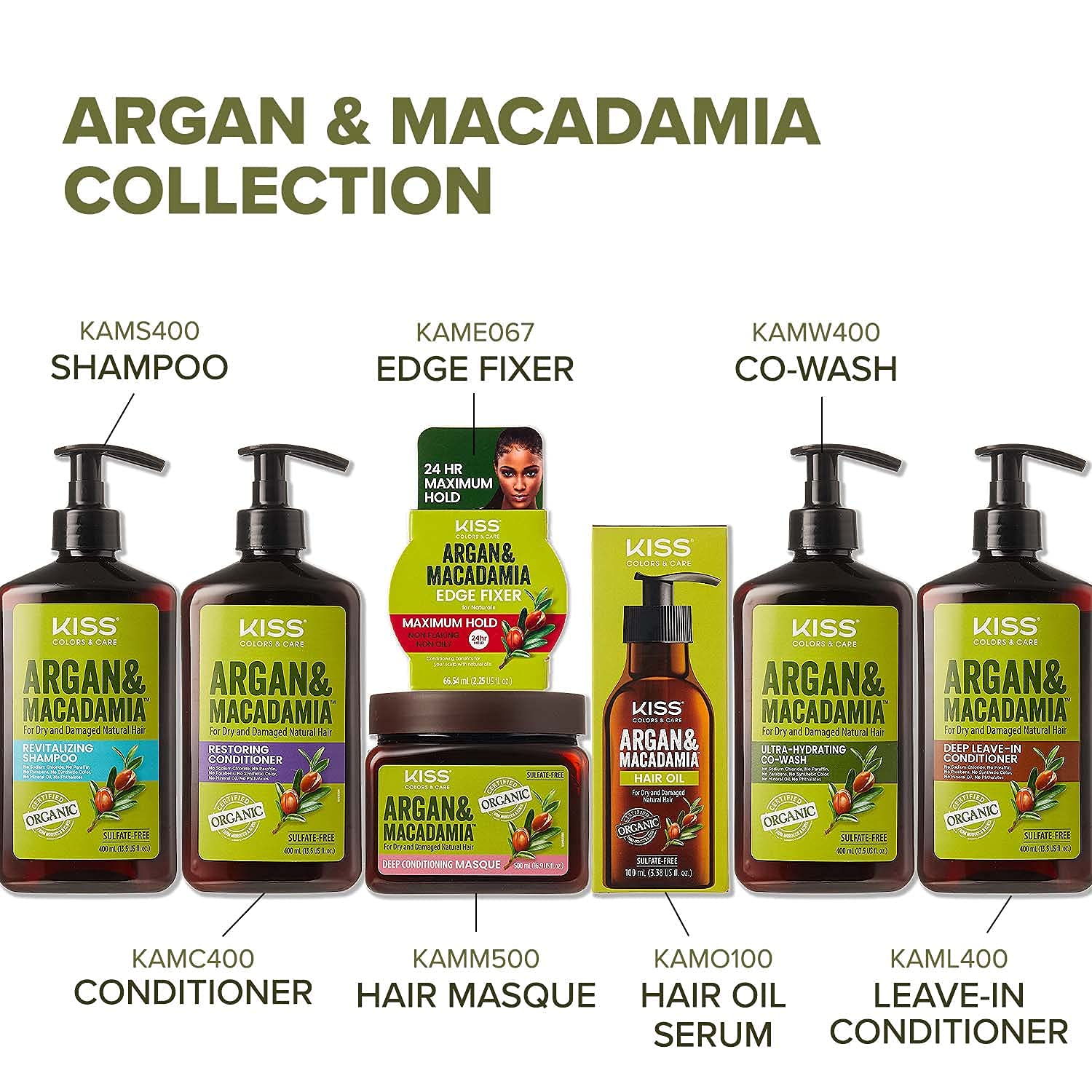 Kiss Argan & Macademia Reparative Hair Oil Serum 100mL (3.38 US fl.oz.)