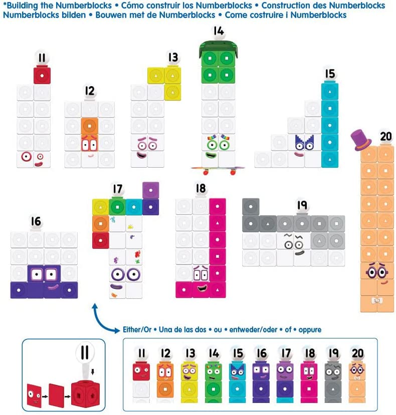 Learning Resources MathLink Cubes Numberblocks 11-20 Activity Set, 30 Numberblocks Activities Linked