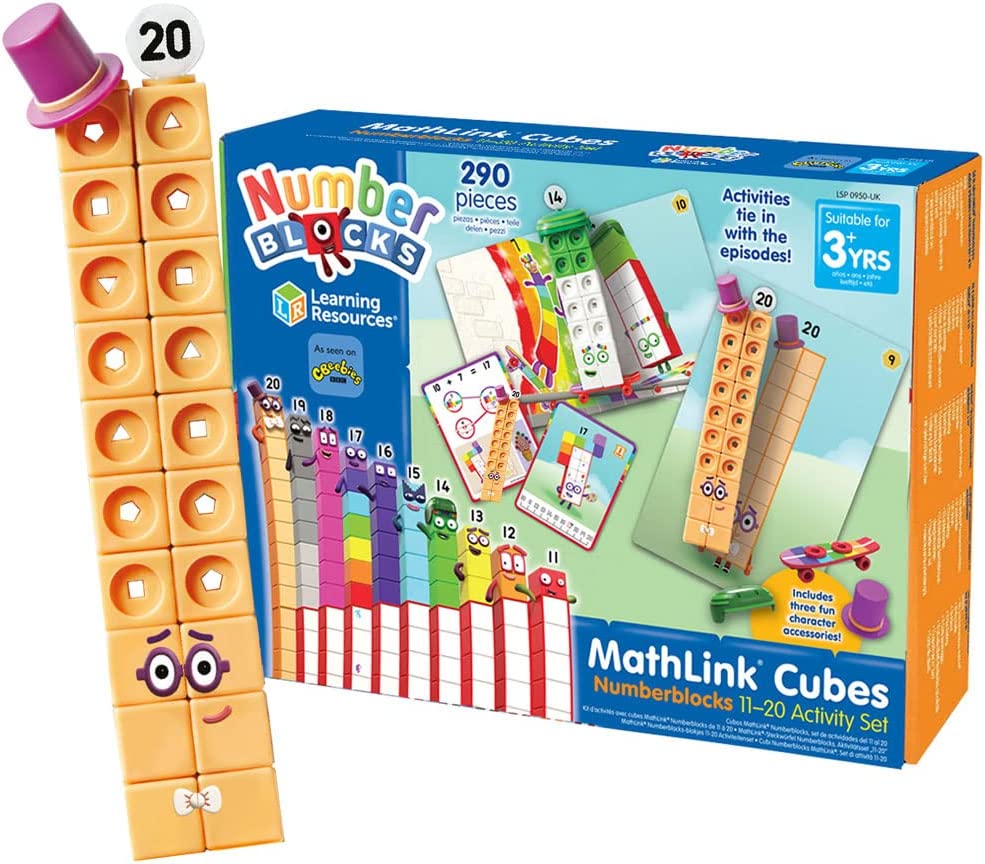 Learning Resources MathLink Cubes Numberblocks 11-20 Activity Set, 30 Numberblocks Activities Linked