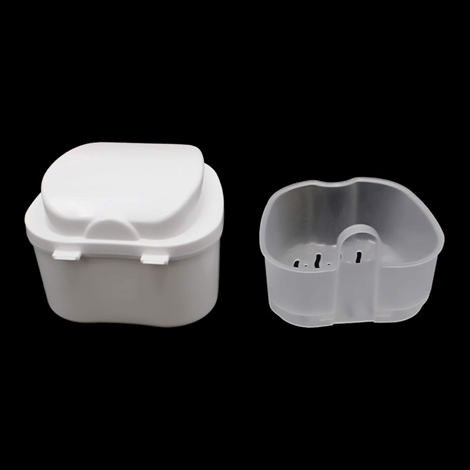qfkj Storage Box Denture Bath Box Organizer Dental False Teeth Storage Box with Hanging Net Containe