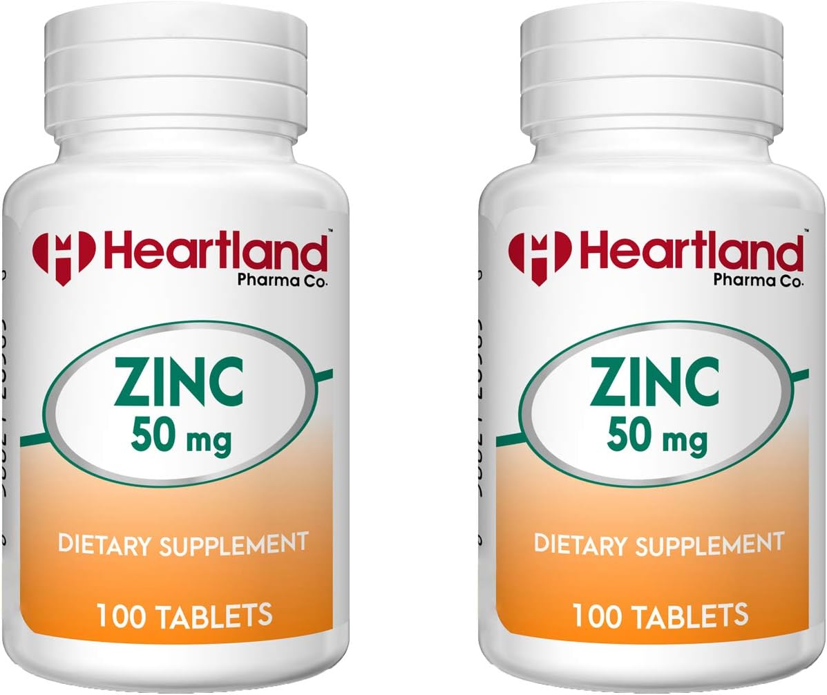 Heartland Pharma Zinc 50mg (derived from Zinc Sulfate 220 Mg) Immune Support Supplement - Made in US
