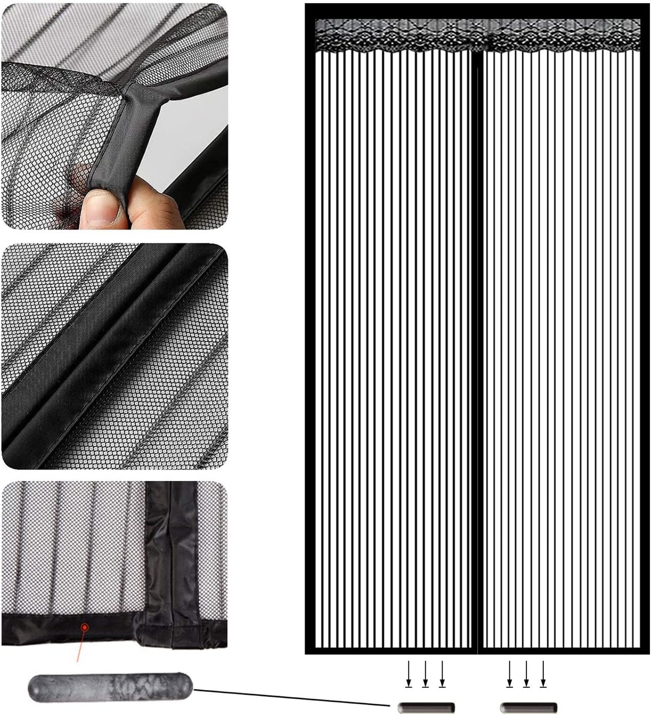 Mosquito Door Screen, 140x230cm High Density Mesh Mosquito Door Lets Fresh Air in, for Door Balcony