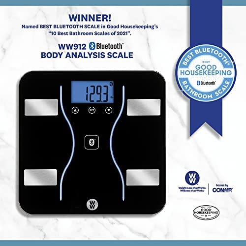 WW Scales by Conair Bluetooth Body Analysis Bathroom Scale, Measures Body Fat, Body Water, Bone Mass