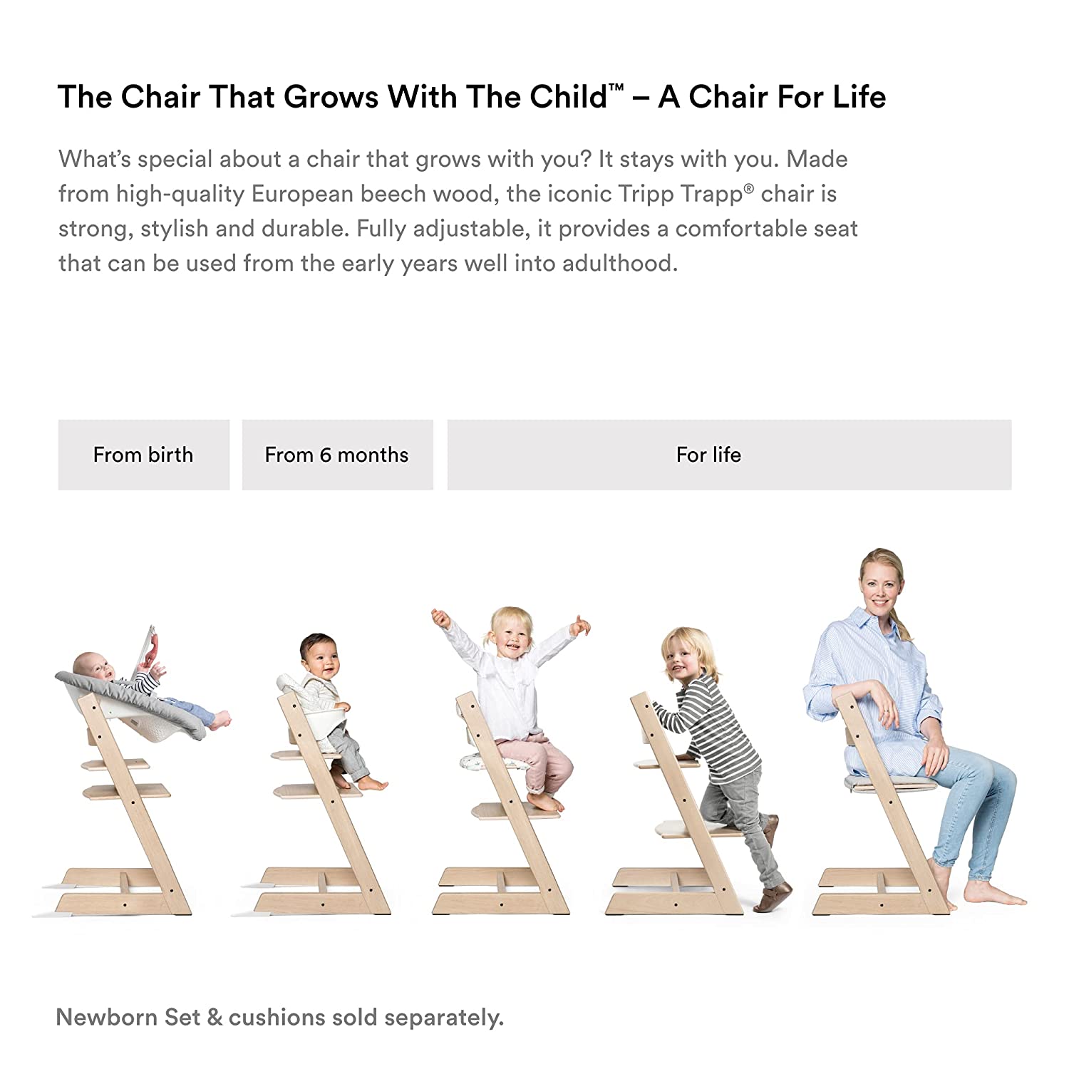 Tripp Trapp Baby Set from Stokke, Storm Grey - Convert The Tripp Trapp Chair into High Chair - Remov