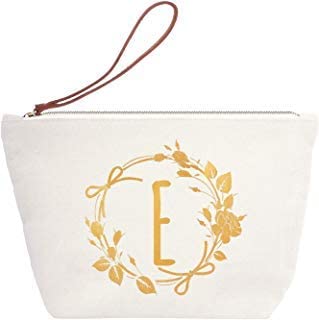 ElegantPark Monogrammed Gifts for Women Personalized Makeup Bag Monogram E Initial Makeup Bag for We
