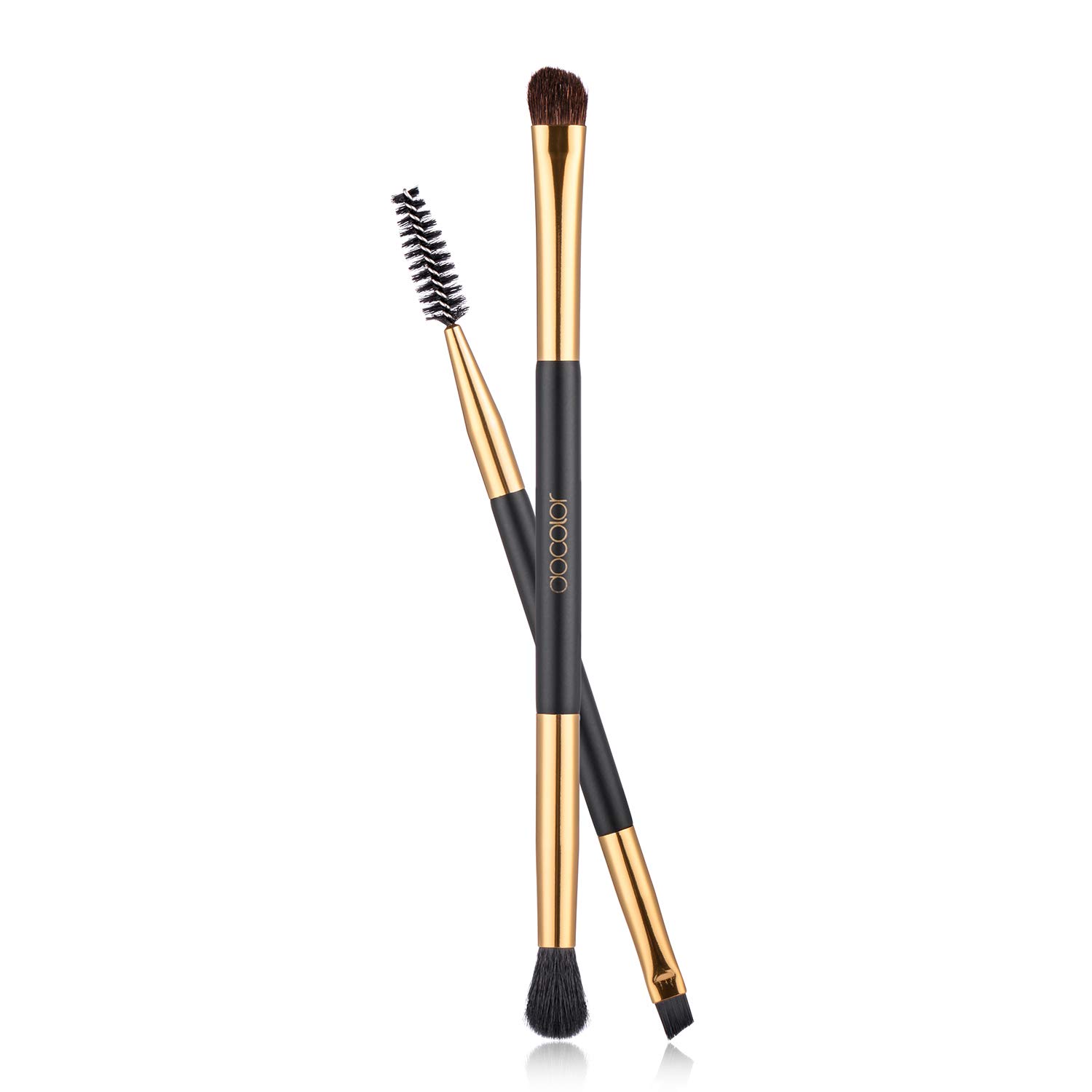 2pcs Duo Eyebrow Brush, Docolor Professional Eye Makeup Tool, Eyeshadow Brush and Spoolie Brush Blac