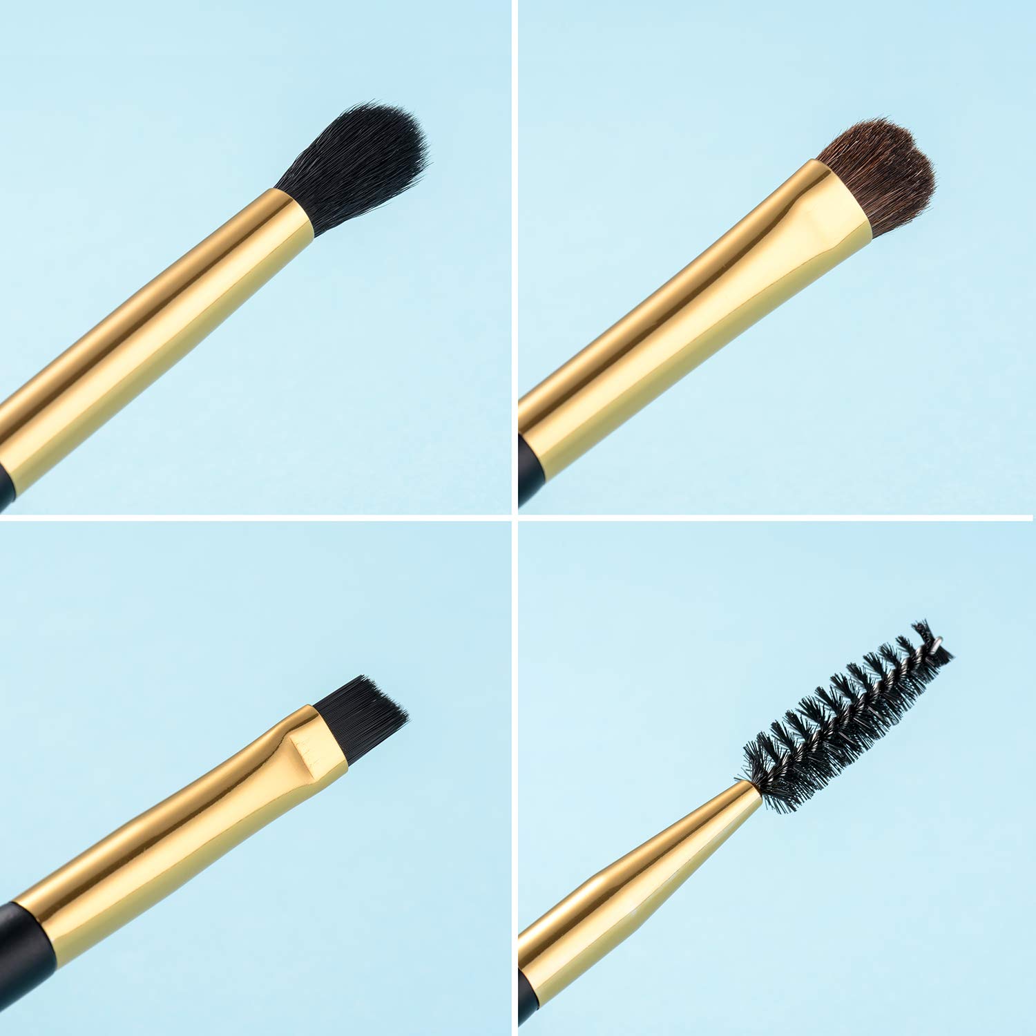 2pcs Duo Eyebrow Brush, Docolor Professional Eye Makeup Tool, Eyeshadow Brush and Spoolie Brush Blac