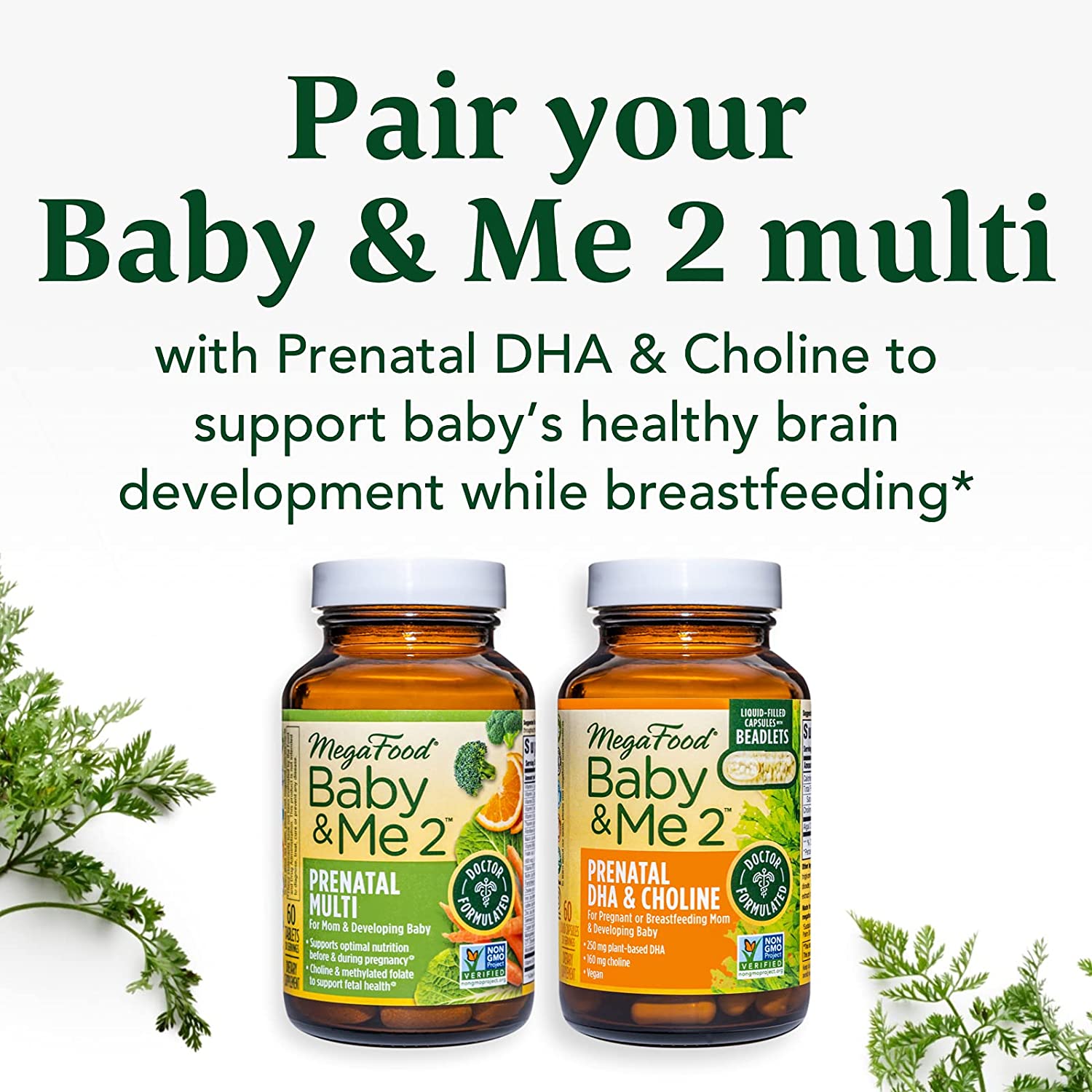 MegaFood Baby & Me 2 Prenatal Multi - Prenatal Vitamins for Mom & Developing Baby - Dr Formulated wi